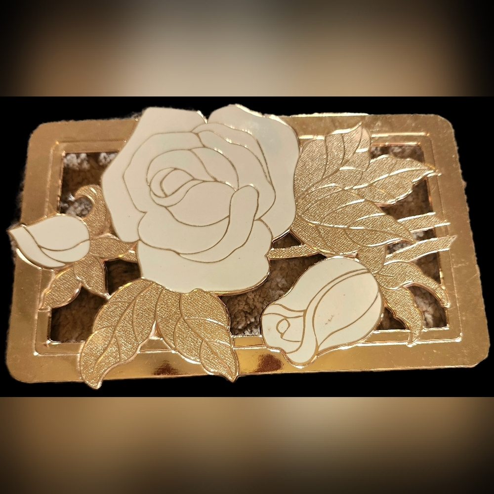 Vintage WM. A. Rogers Ltd. Enamel & Metal Alloy Floral Footed Trivet (JAPAN)
